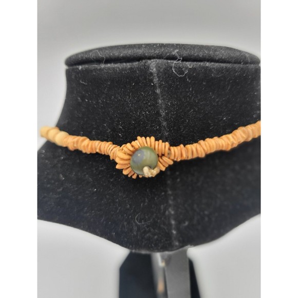 Vintage Bohemian Bib Necklace Nut Seed Beads Handmade Pink Yellow Green - Picture 3 of 5